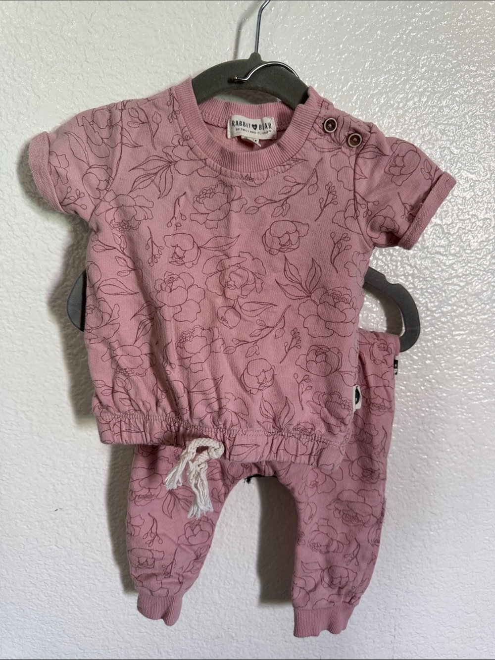 Rabbit & Bear Pink Floral Kids Matching Set